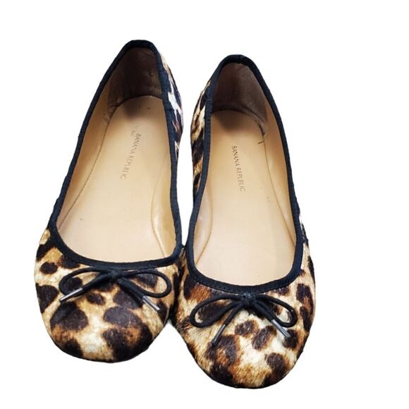 Banana Republic Leopard Calf Hair Ballet Flats - Picture 1 of 5